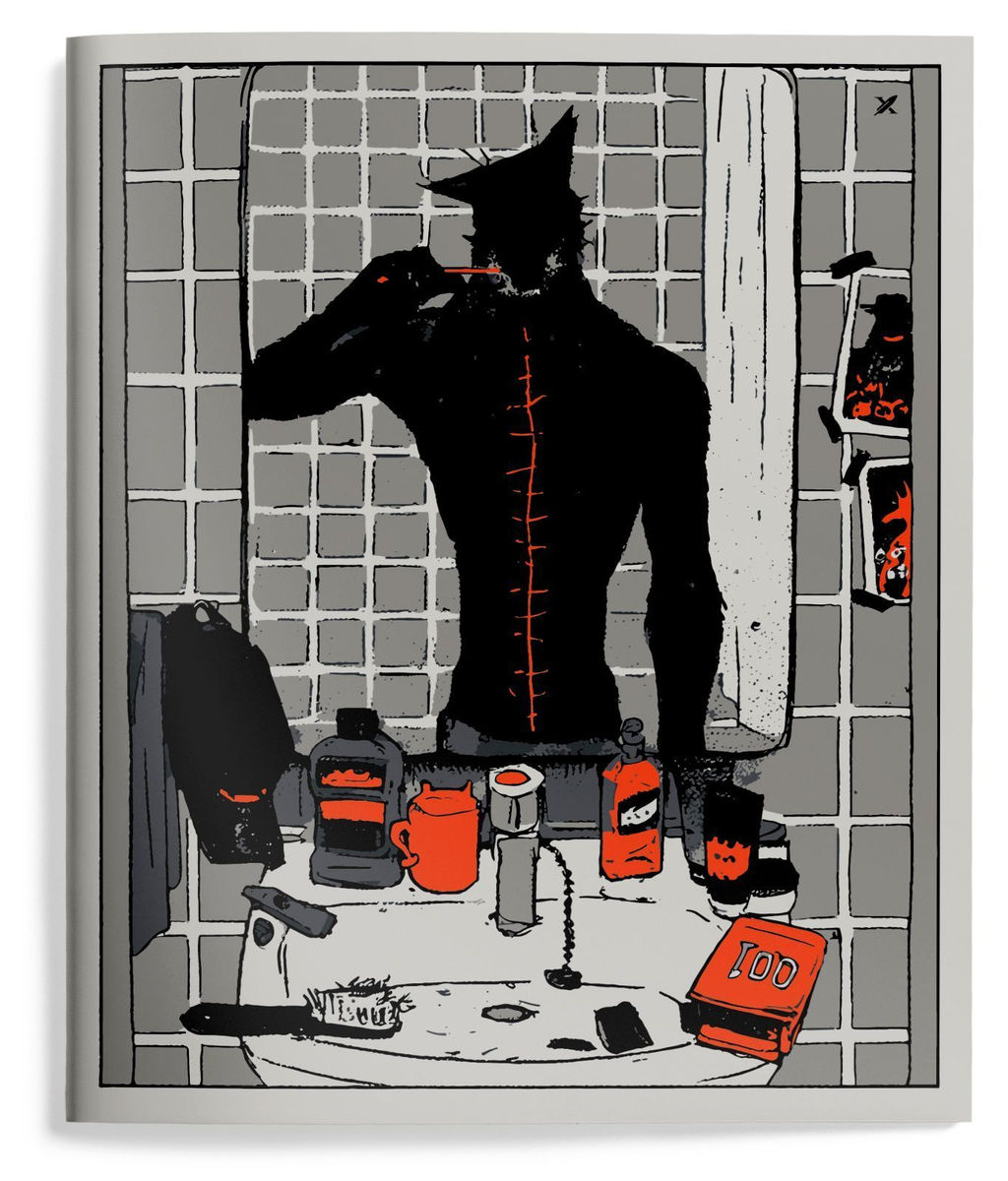Тетрадь 48 л. А5 клетка, на скрепке, офсет LOREX WOLF OF MY STREET мелованный картон, двойная обложка, запечатка форзаца, soft touch - Buro фото 5