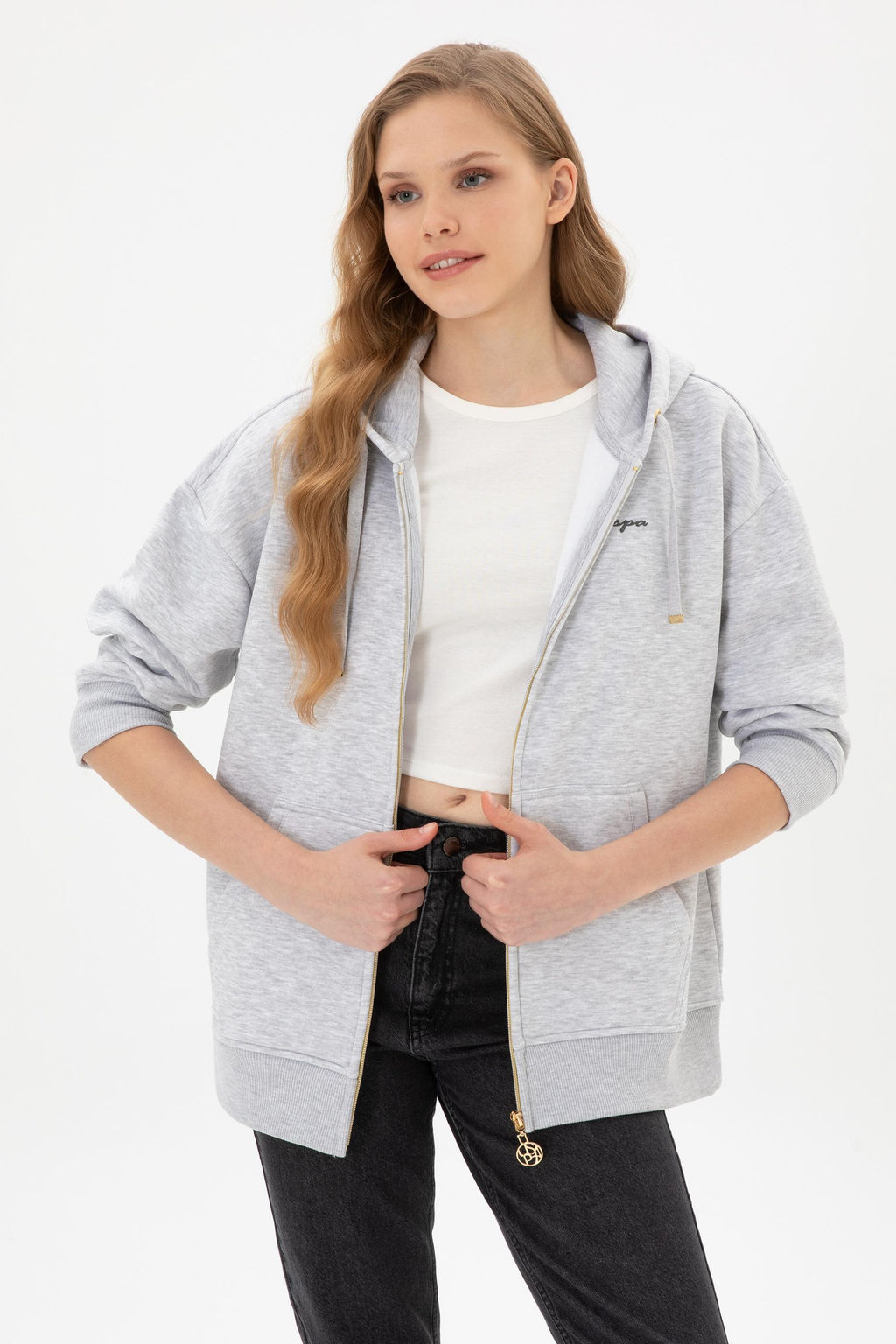 Kad_n A__k Gri Sweatshirt Sepette S_rpriz _ndirim - U.s. polo assn фото 3
