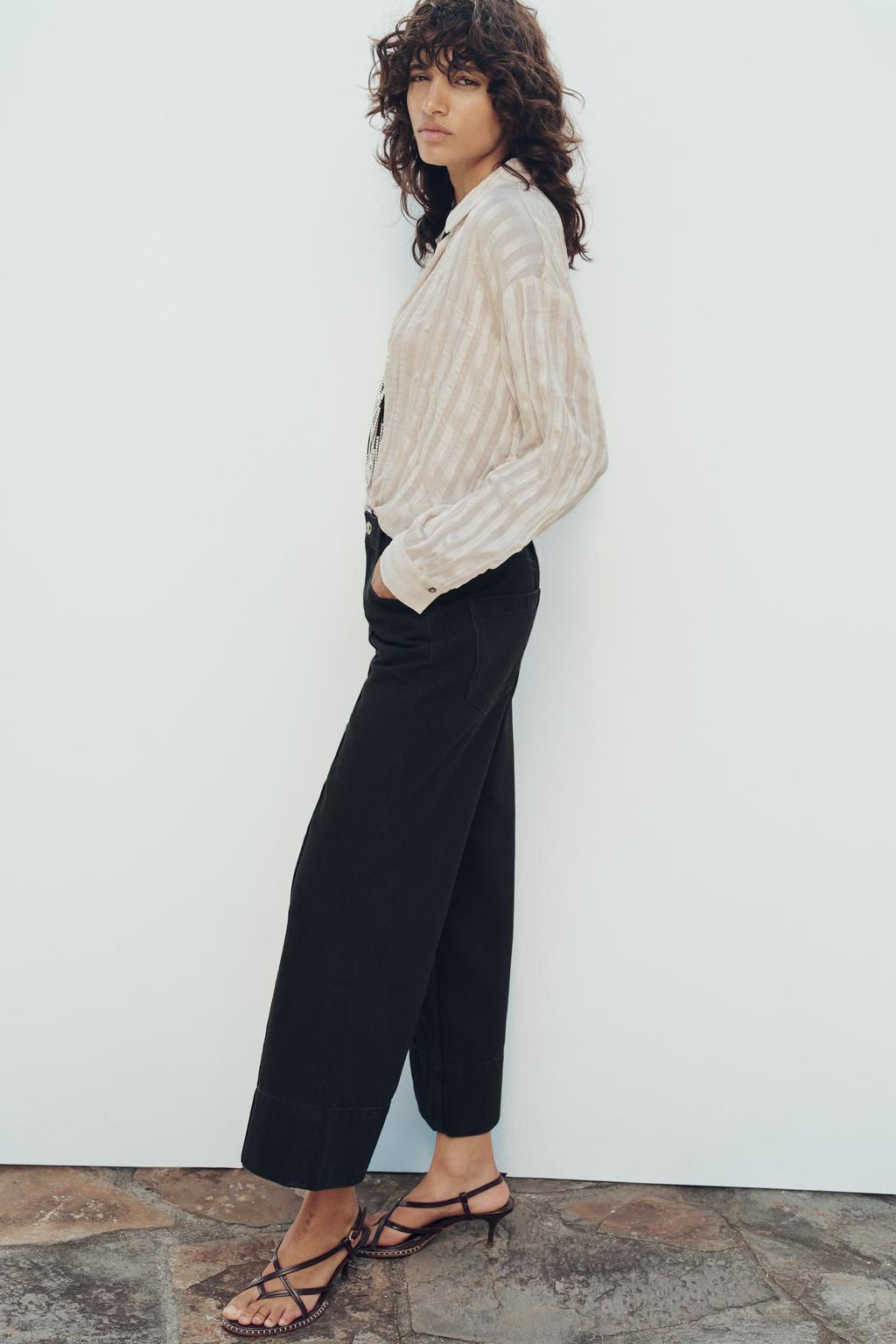 Z1975 WIDE-LEG HIGH-WAIST CROPPED JEANS - Zara фото 5