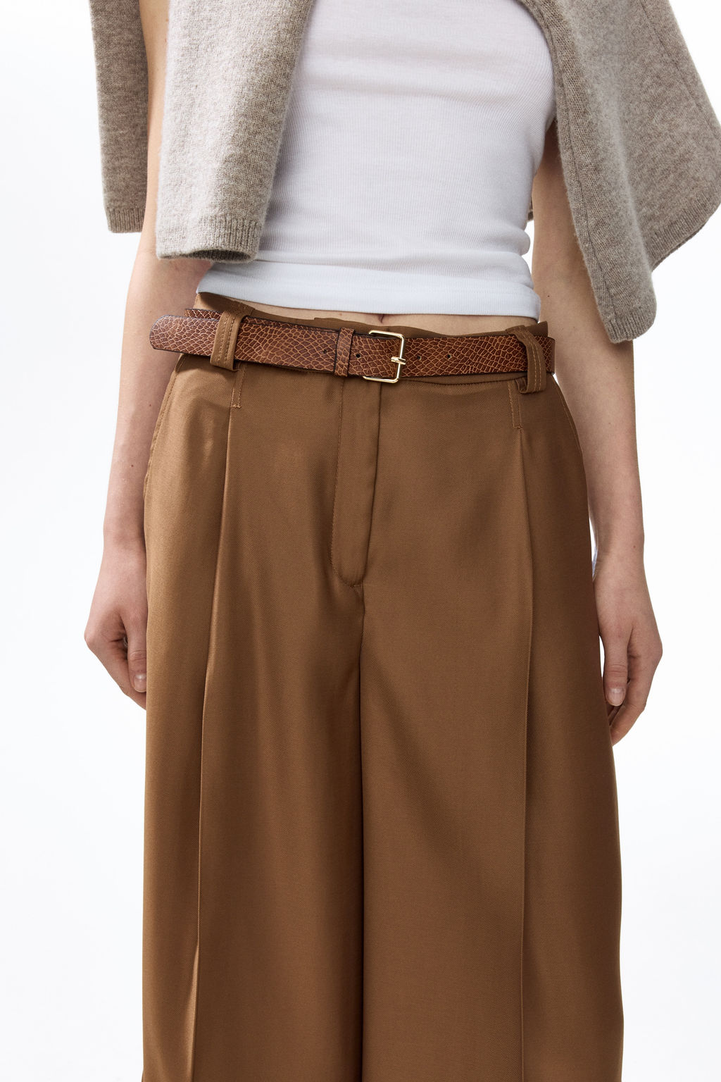 Pantal?n culotte de sarga con cintur?n - H&m фото 3