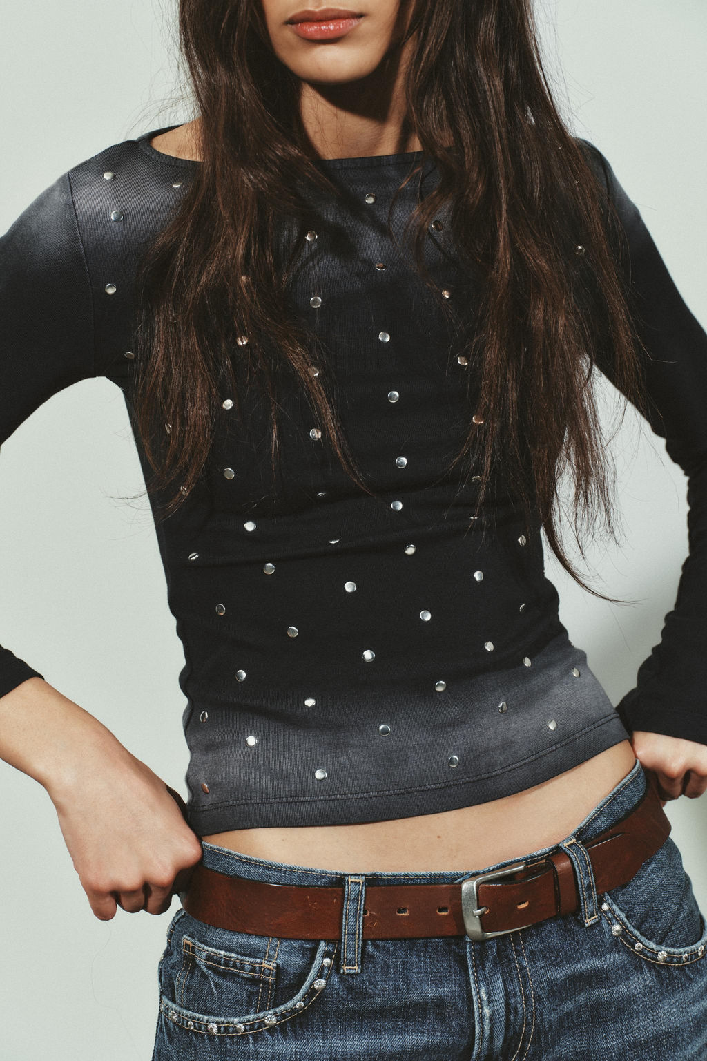 WASHED STUDDED TOP - Zara фото 3