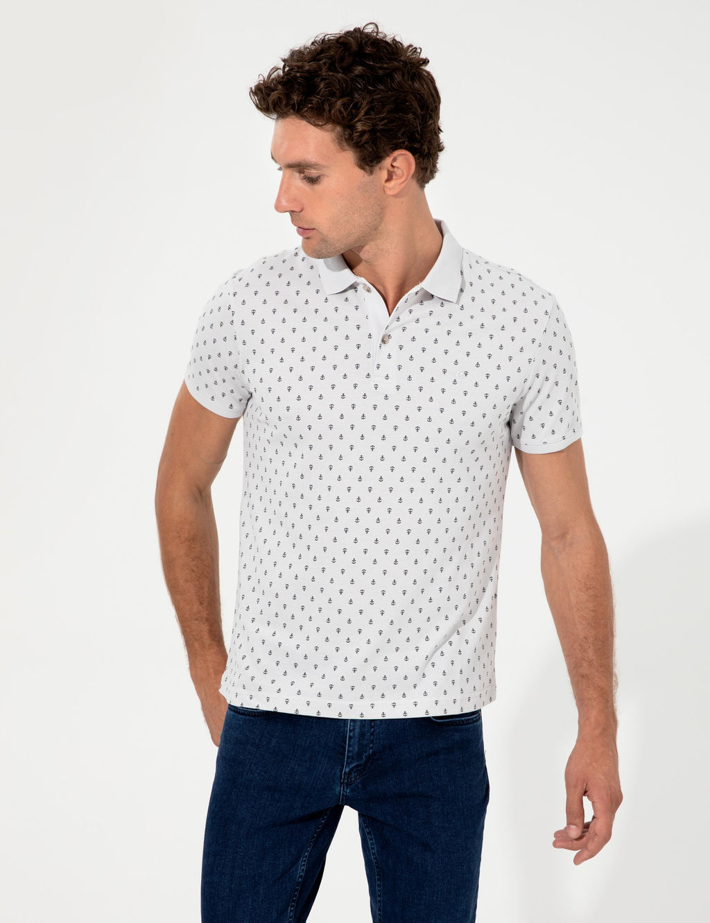 A__k Gri Polo Yaka T-Shirt