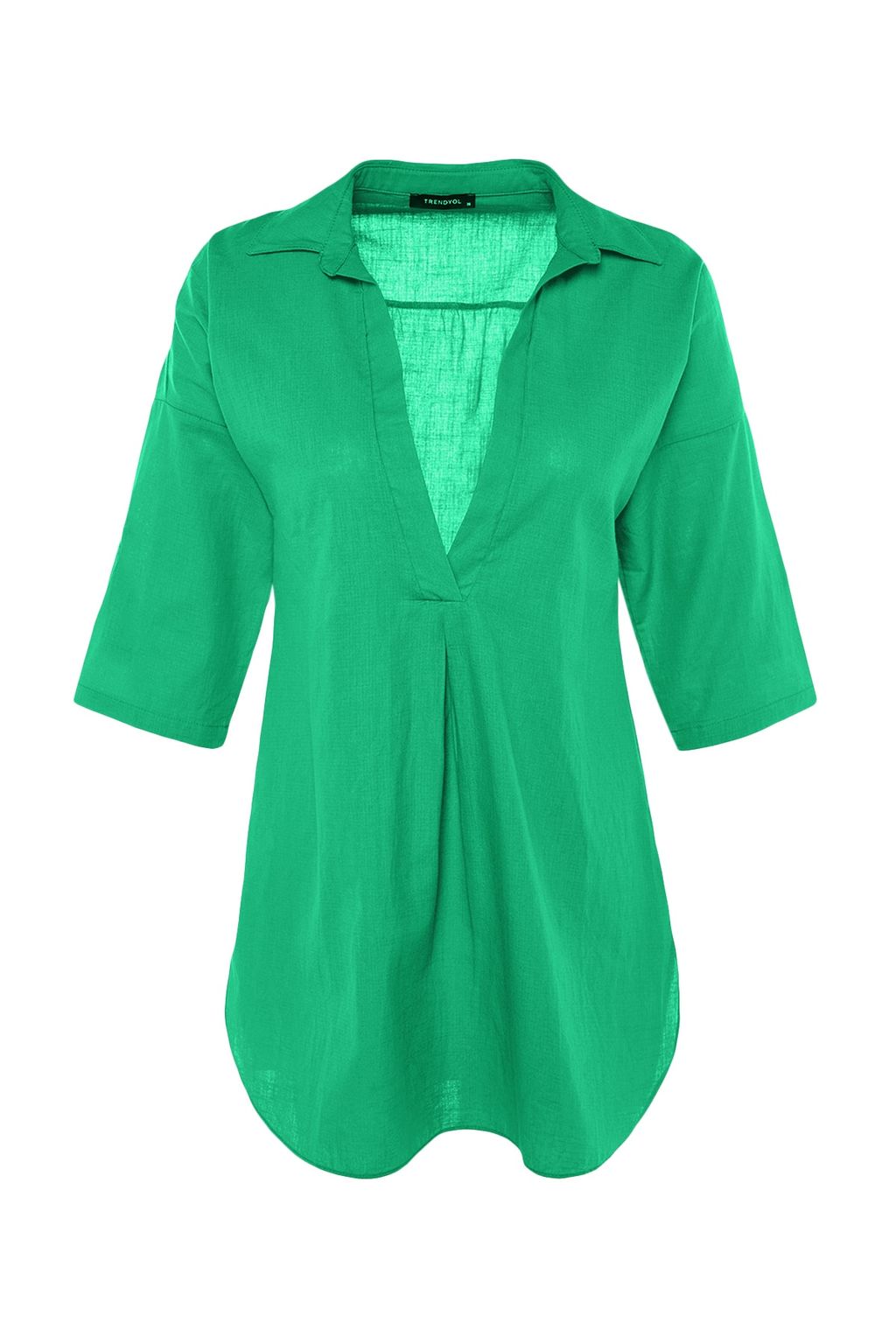 Ac?k Yesil Dokuma Plaj Mini Elbise TBESS21EL3979