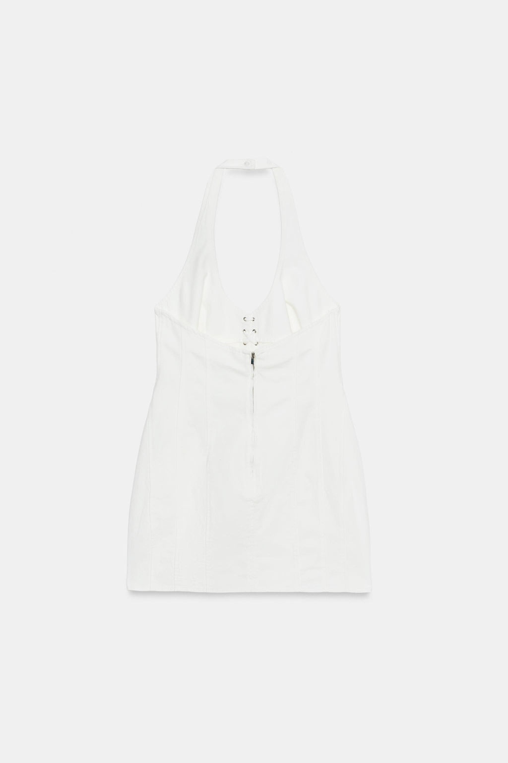 VESTIDO MINI HALTER CORDONES / Blanco roto - Zara фото 6
