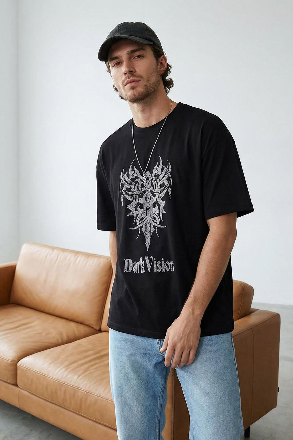 TRENDYOL MAN Siyah Oversize/Genis Kesim Bisiklet Yaka Bask?l? %100 Pamuk T-Shirt TMNSS25TS00168 - Trendyolmilla фото 5
