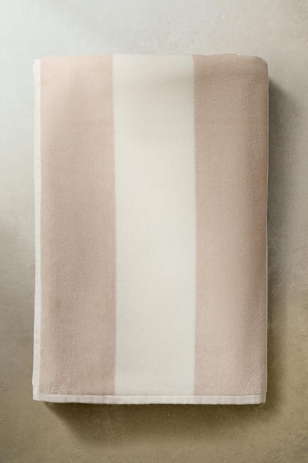 VELOUR BEACH TOWEL WITH WIDE STRIPES - Zara фото 7