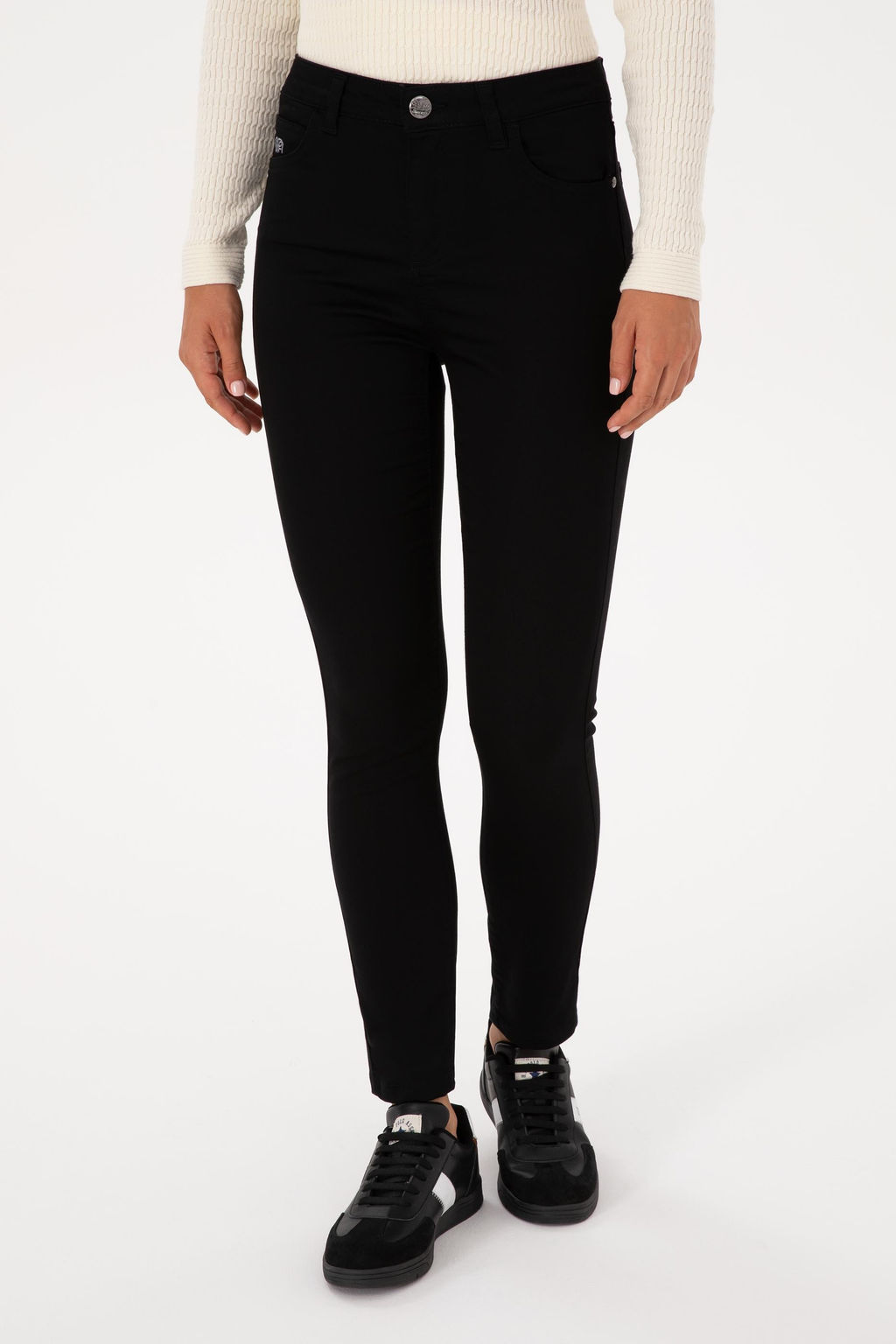 Kad_n Siyah Toothpick Fit Kanvas Pantolon
