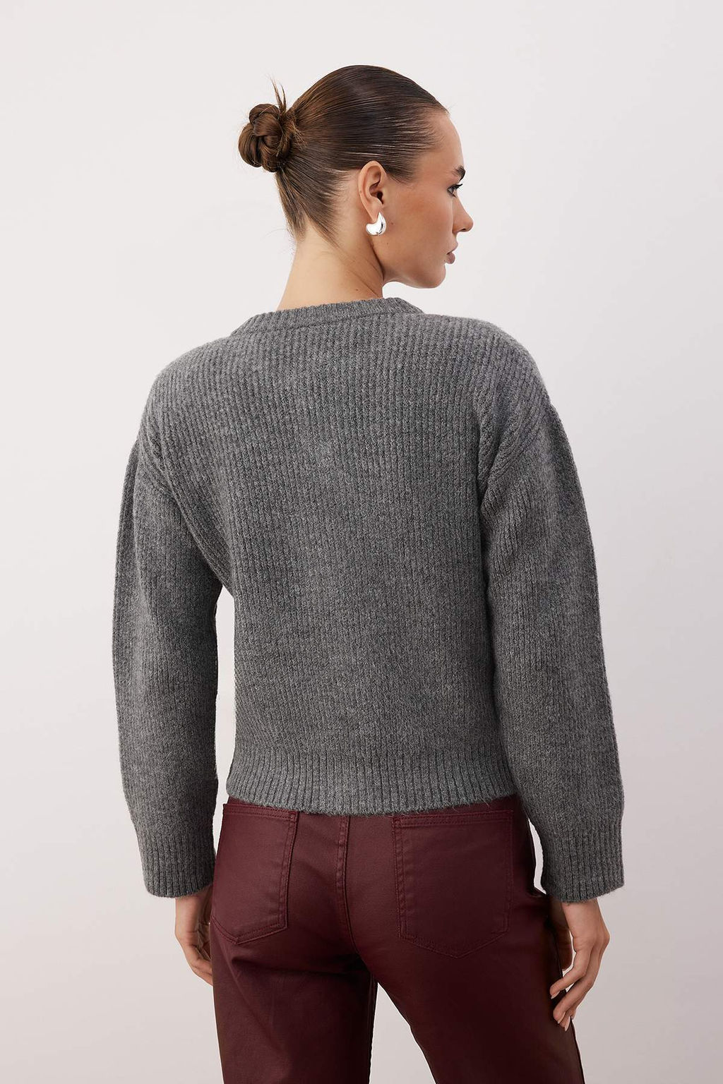 Gri Yumusak Dokulu Basic Triko H?rka TWOAW26HI00284 - Trendyolmilla фото 4