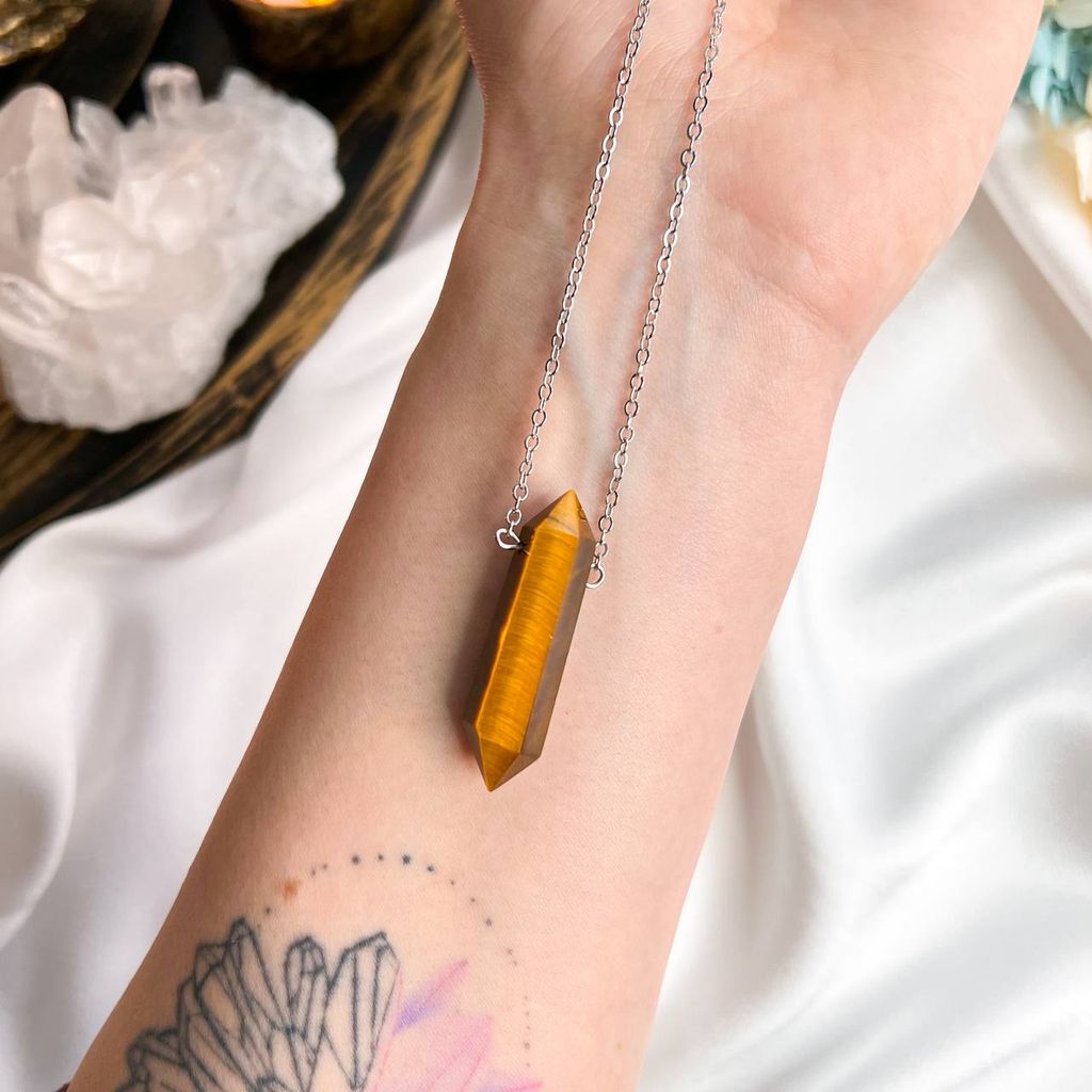 Кулон на цепочке из Тигровго глаза 55 см +