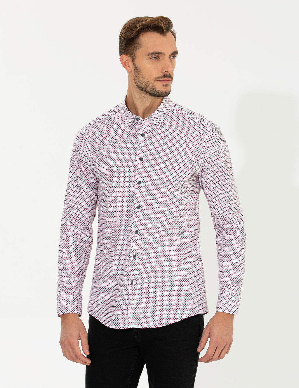 Bordo Slim Fit Uzun Kollu G_mlek - Pierre cardin фото 4