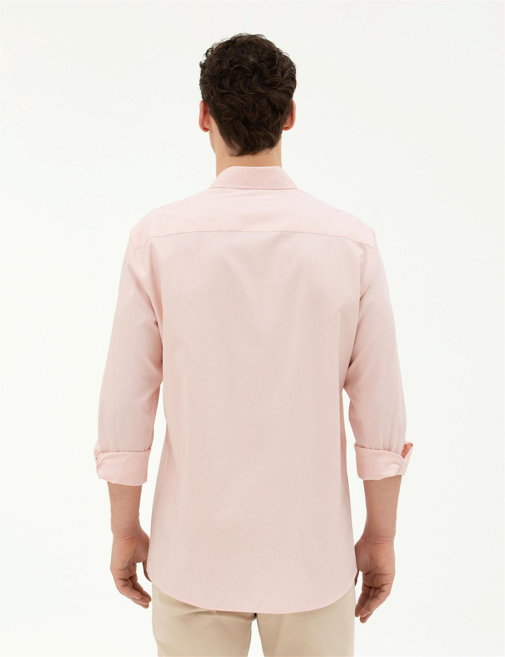 A__k Pembe Slim Fit Uzun Kollu G_mlek