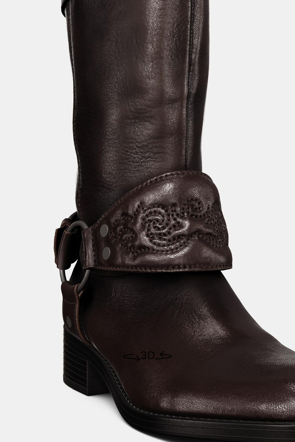 LEATHER FLAT EMBROIDERED BOOTS - Zara фото 7