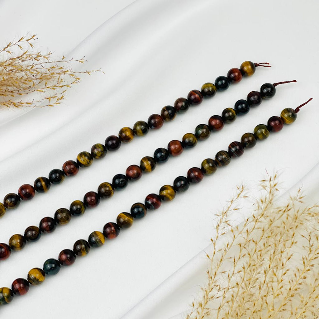 Бусины для рукоделия из Тигрового,Соколиного и Бычьего глаза 37 см