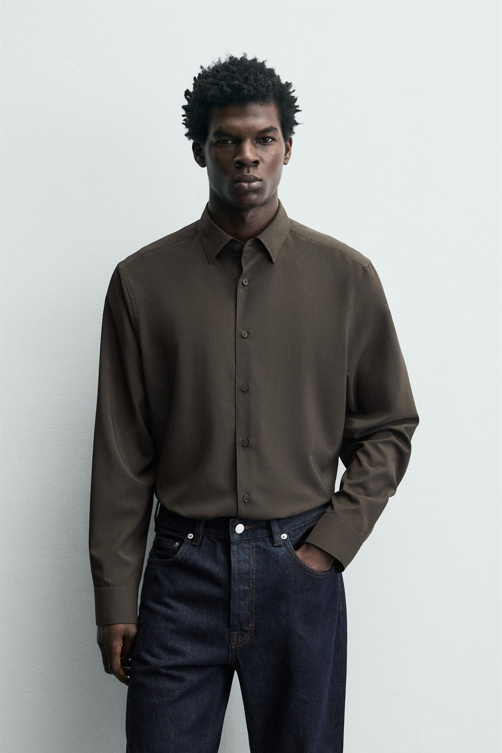 CAMISA SLIM FIT / Marr?n / Topo - Zara фото 2