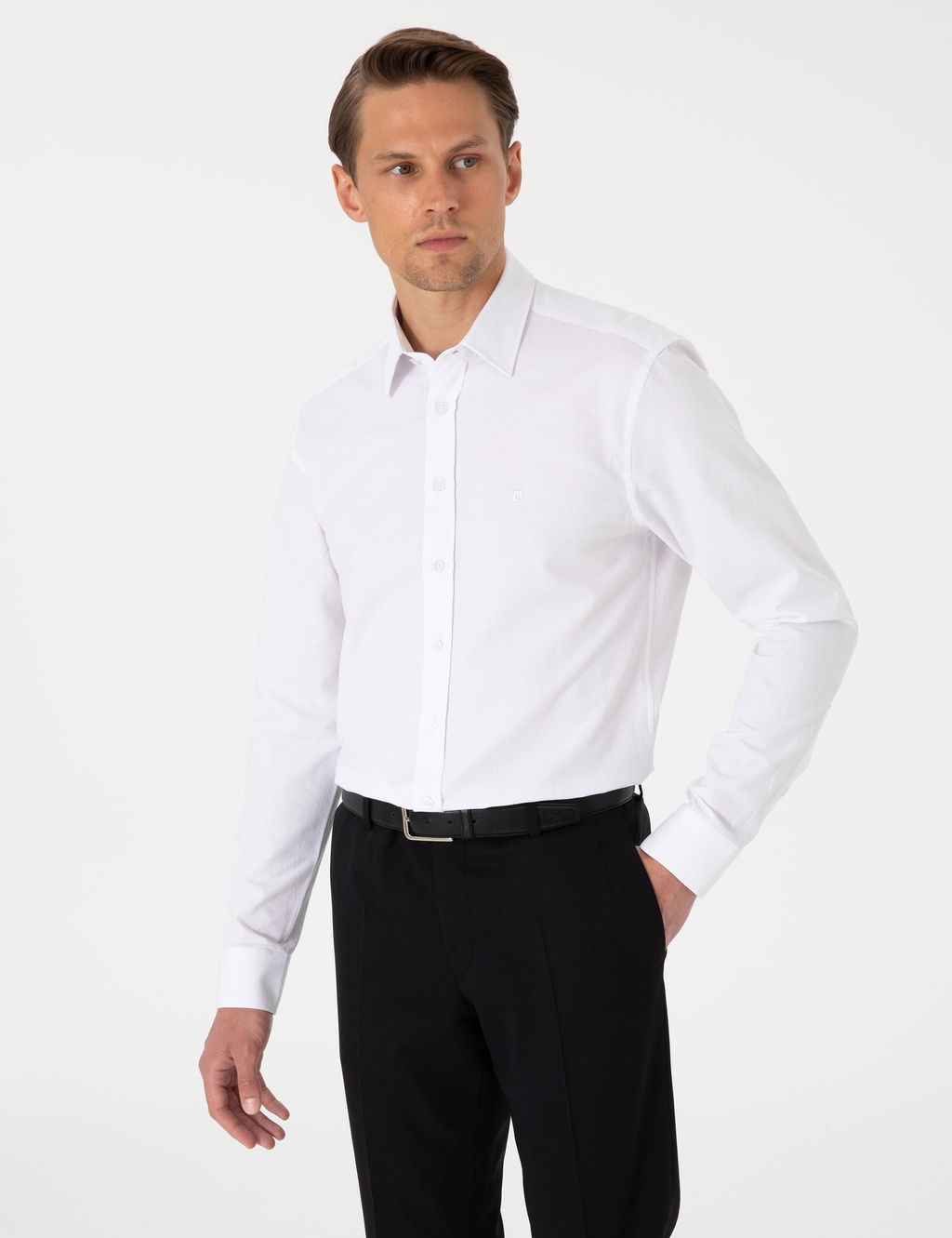 Beyaz Slim Fit Uzun Kollu G_mlek - Pierre cardin фото 3