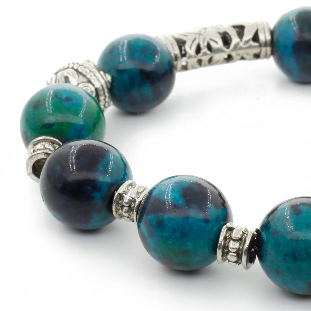 Браслет хризоколла 12мм (имитация) с черепахой - Agat77 фото 2