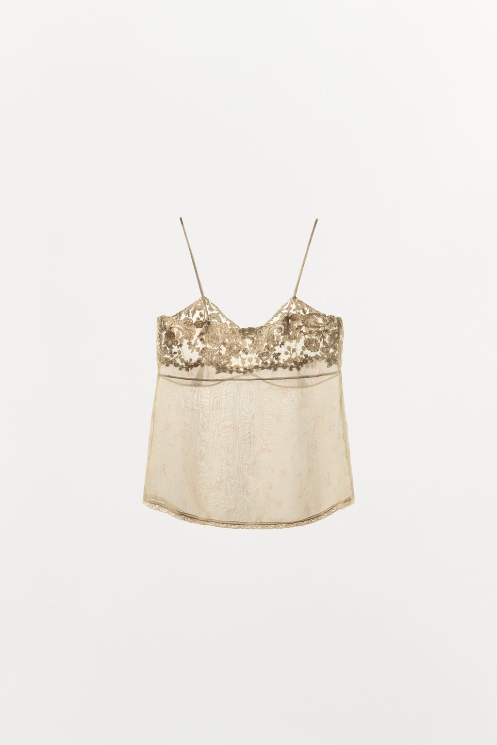 TOP ORGANZA ESTAMPADO BORDADOS / Crudo - Zara фото 6