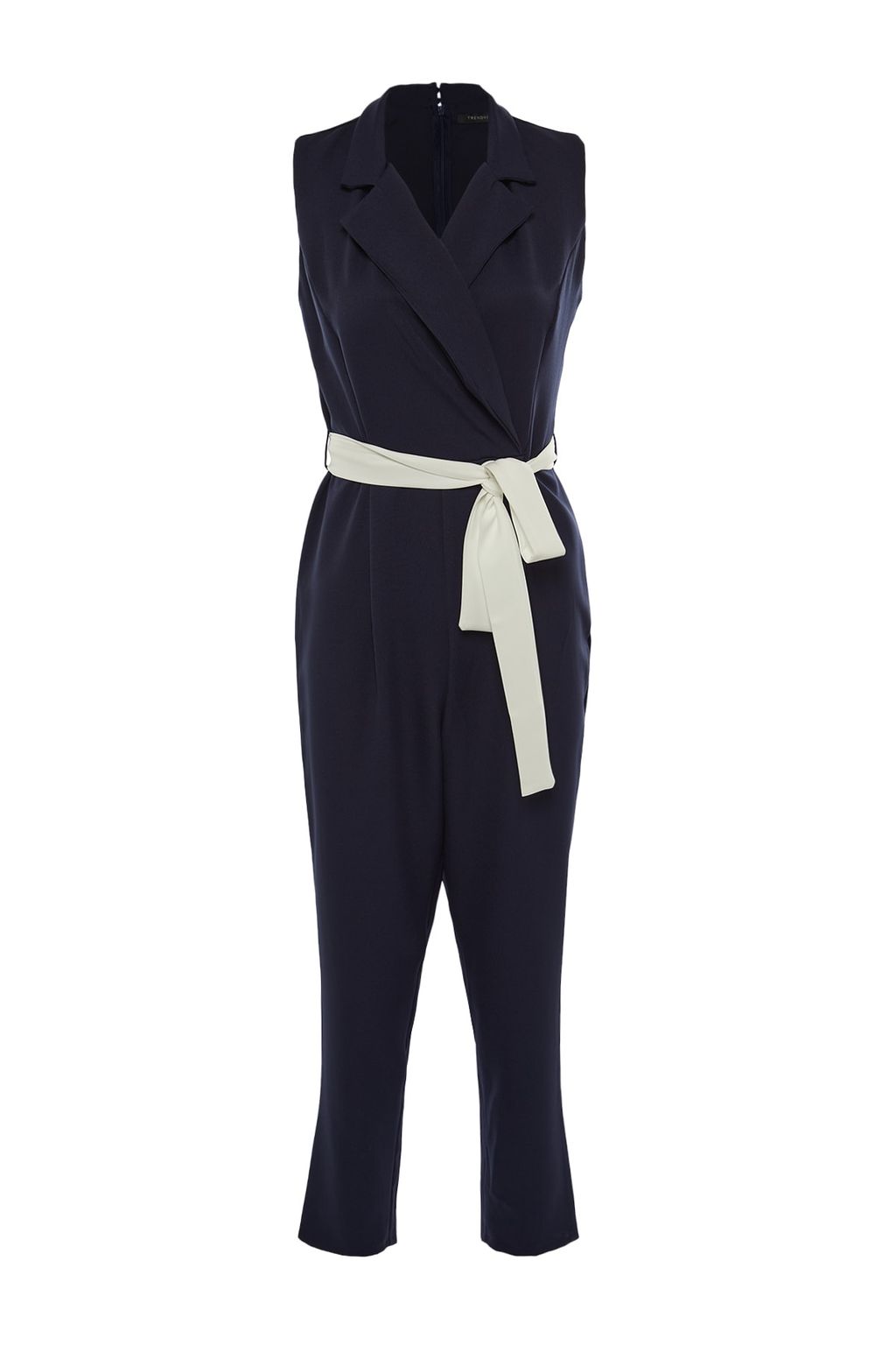 Lacivert Kusakl? Kruvaze Yaka Kolsuz Dokuma Tulum TWOSS20TU0052 - Trendyolmilla фото 5