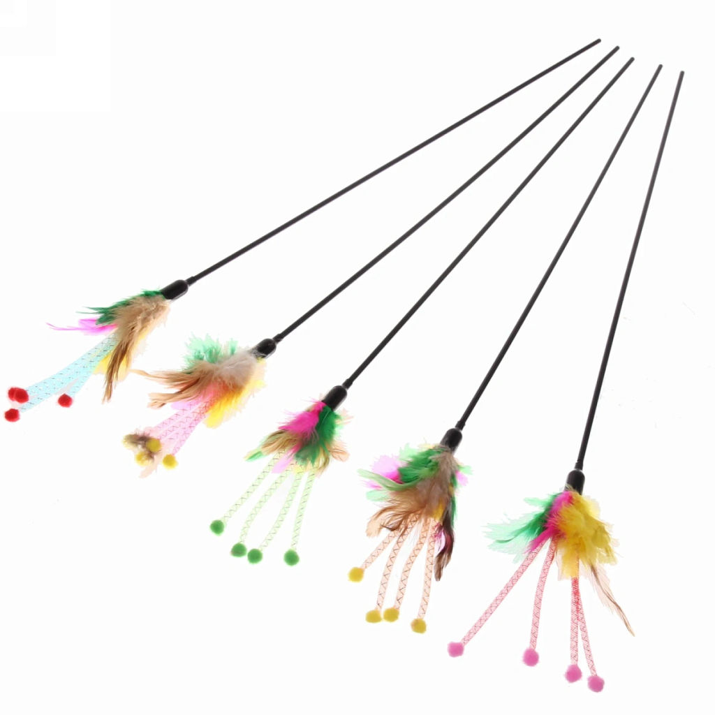 Цена за 6 шт. Игрушка для кошки на палочке "Пушистик" 60см