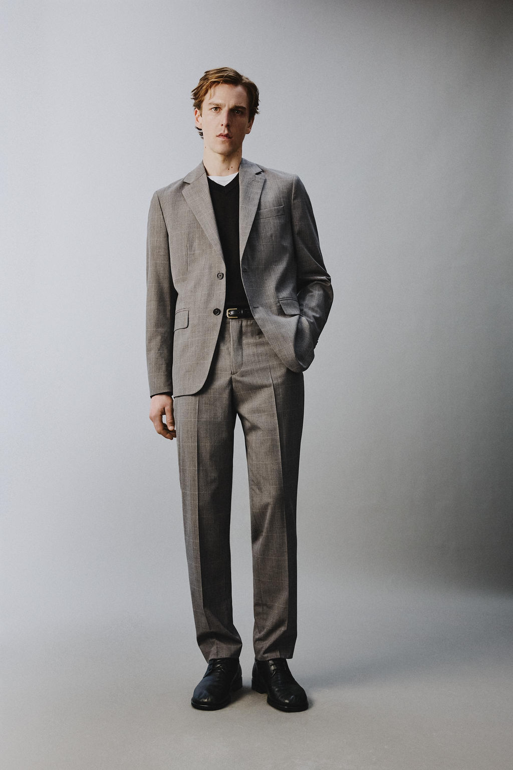 PANTAL?N TRAJE CUADROS / Marr?n