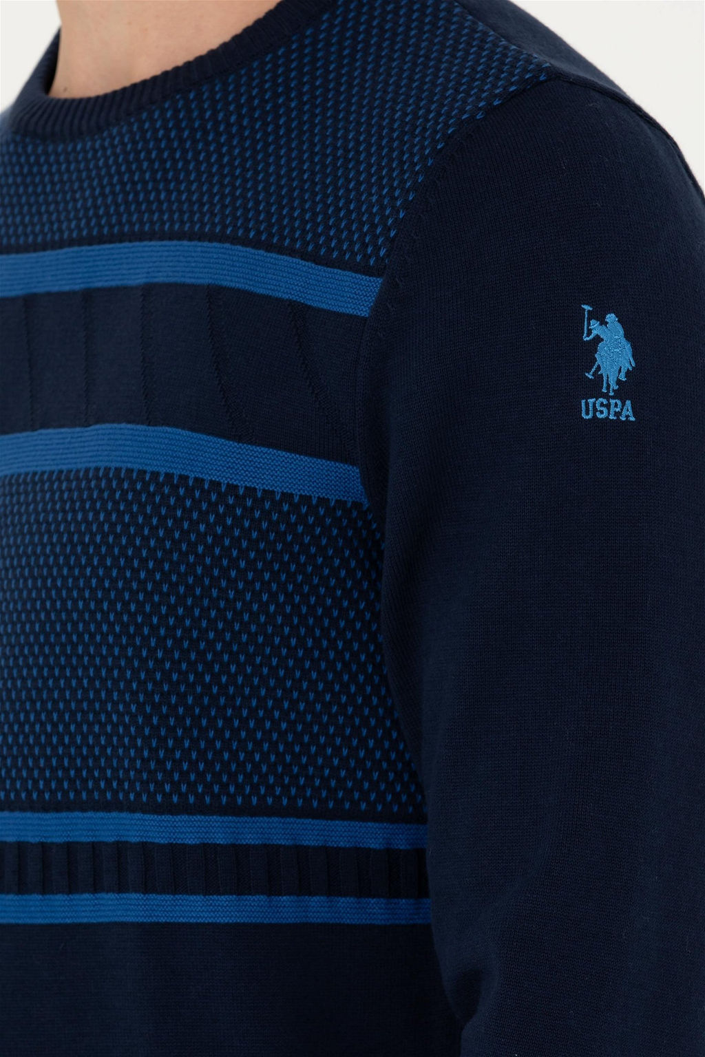 Свитер U.S. Polo Assn мужской темно-синий хлопок  фото 14