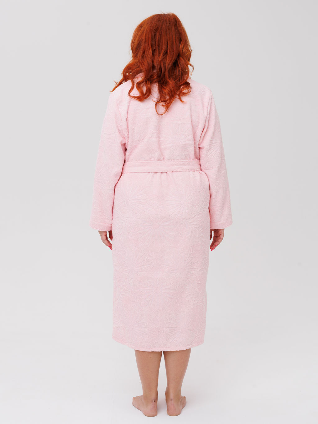 Женский махровый халат с шалькой Бамбук пудрово-розовый МЗ-02 Бамбук (102)