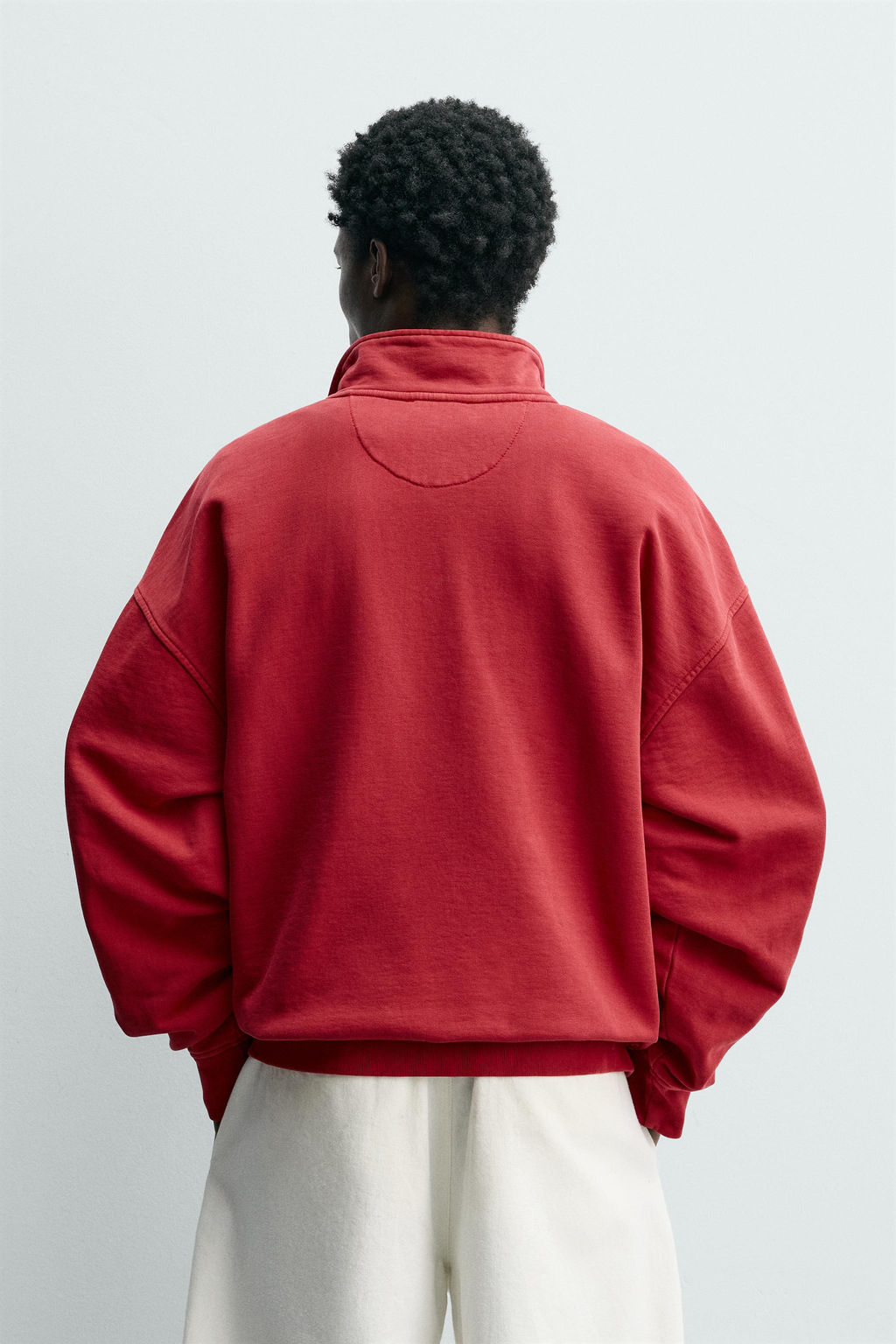 SUDADERA POLO COMBINADO WAFFLE / Rojo oscuro - Zara фото 3