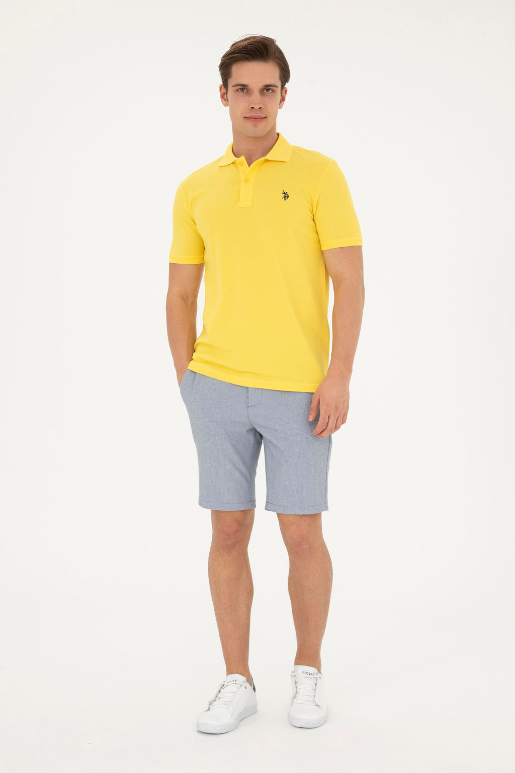 Мужская желтая базовая футболка - U.s. polo assn фото 4