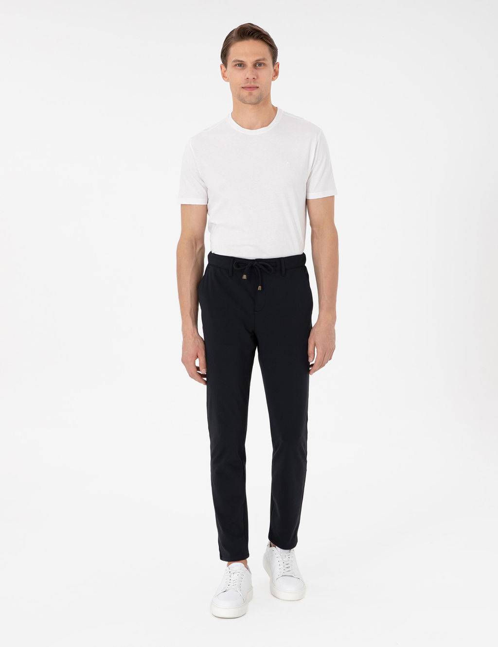 Lacivert Slim Esnek Jogger Fit Kanvas Pantolon