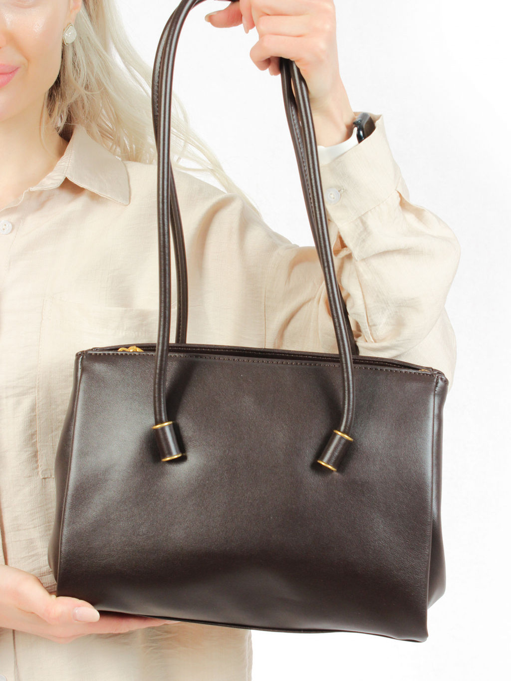 LACCOMA сумка АМ2288-коричневый натуральная кожа хлопок  фото 7