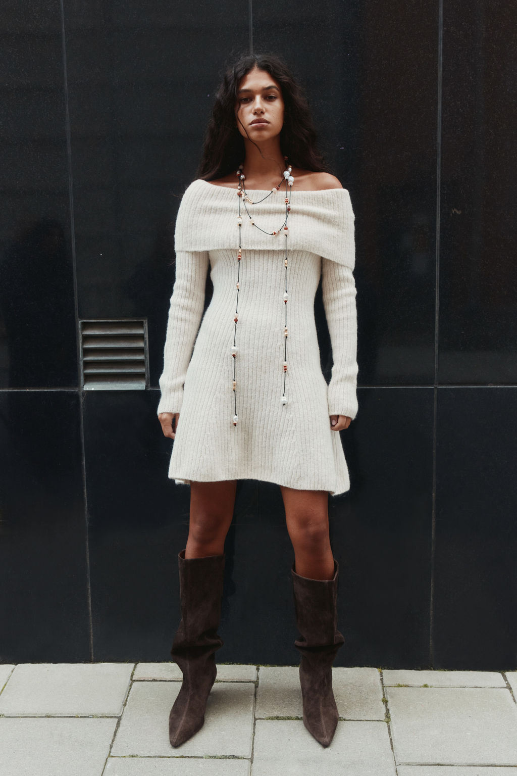 Vestido off-the-shoulder en punto de canal? - H&m фото 6