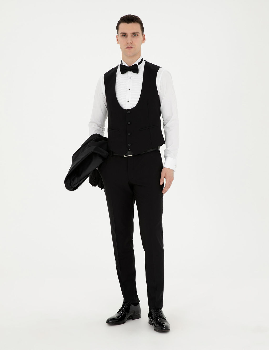 Смокинг Siyah Ex Slim Fit с жилетом черный