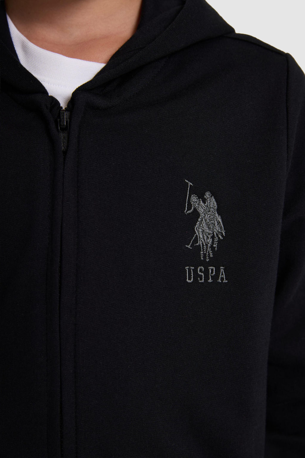 Erkek _ocuk Siyah Kap__onlu _nce Fermuarl_ Basic Sweatshirt