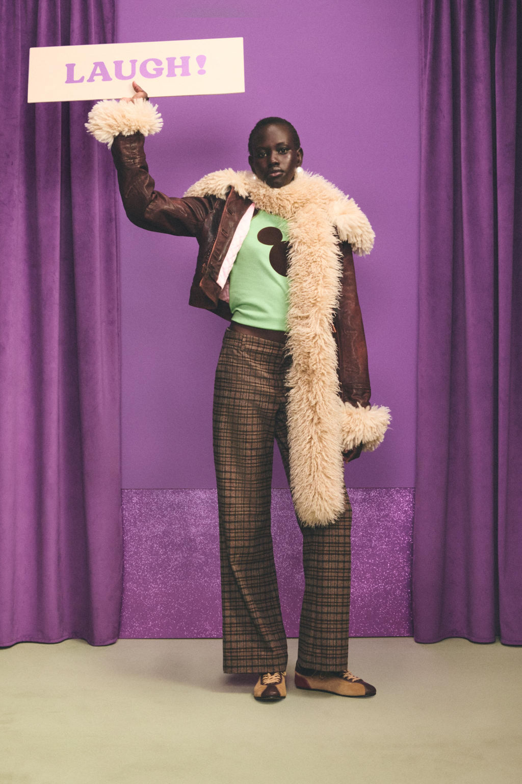 LEATHER JACKET WITH CONTRAST SHEEPSKIN HARRY LAMBERT FOR ZARA X DISNEY