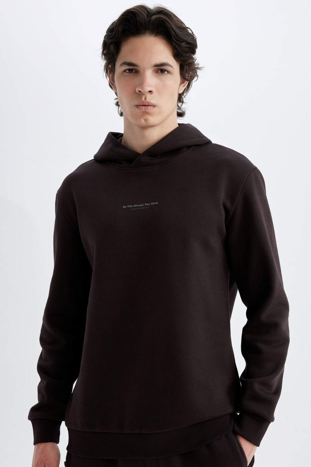 Regular Fit Kapusonlu Yaz? Bask?l? Sweatshirt - Defacto фото 2