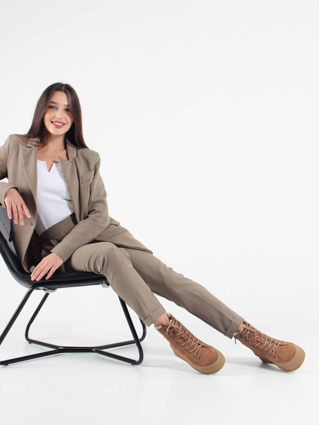 Ботинки 219.warmbr. Светло коричневый/Байка