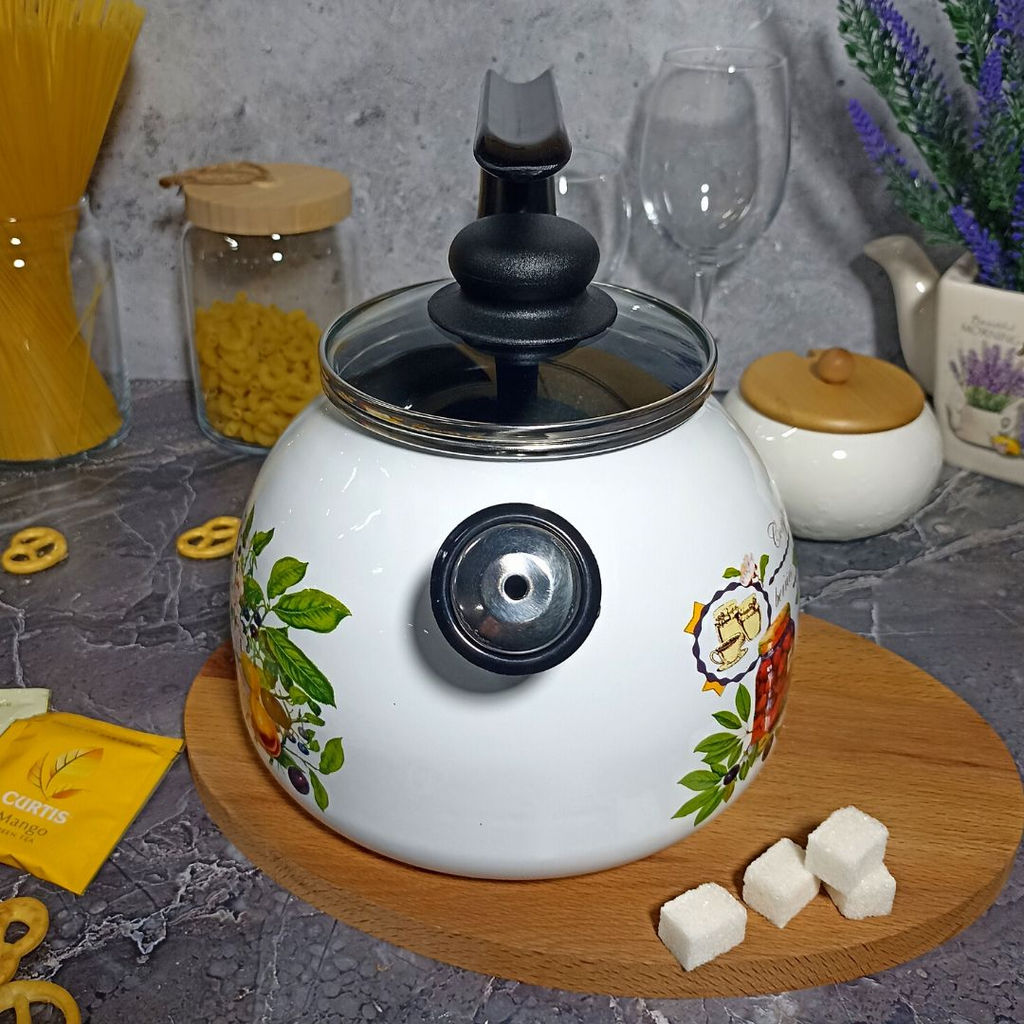 Чайник для плиты 3,0л сф. со свистком 4с209я Вкусный компот белосн.