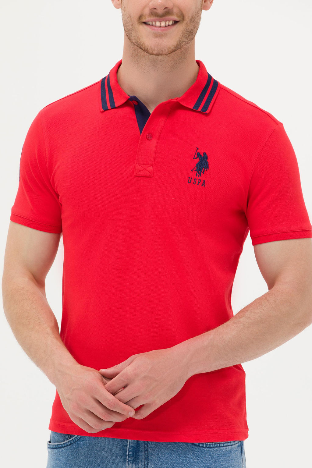 U. S. Polo Assn Мужская красная базовая футболка с воротником-поло - U.s. polo assn фото 20