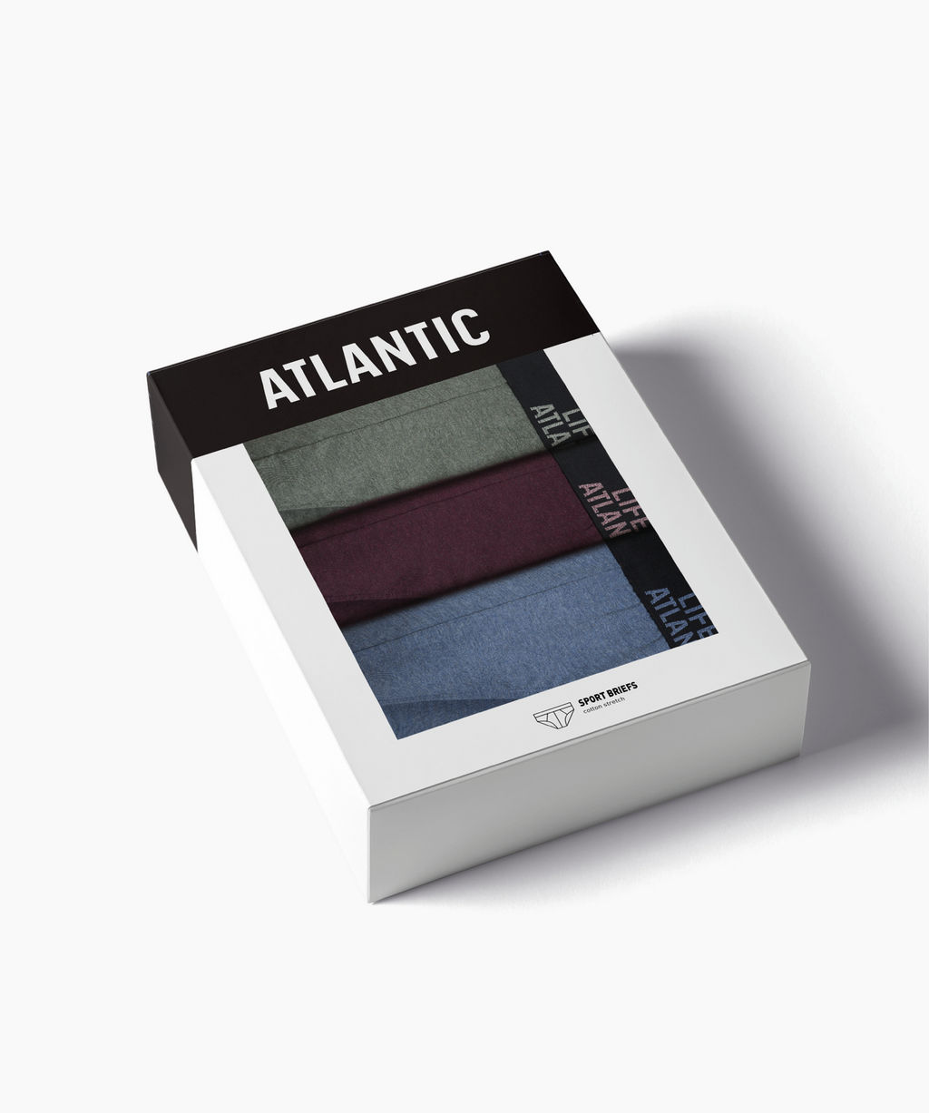 ATLANTIC 3MP-209 Трусы спорт Melange - набор 3 шт. зеленый меланж + винный меланж + голубой меланж  фото 7