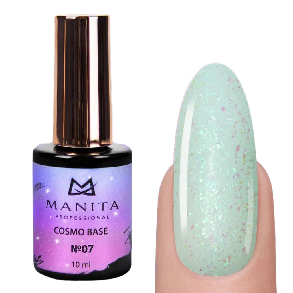 Manita Professional База для ногтей камуфлирующая с блестками №07 / Cosmo Base, 10 мл  фото 6