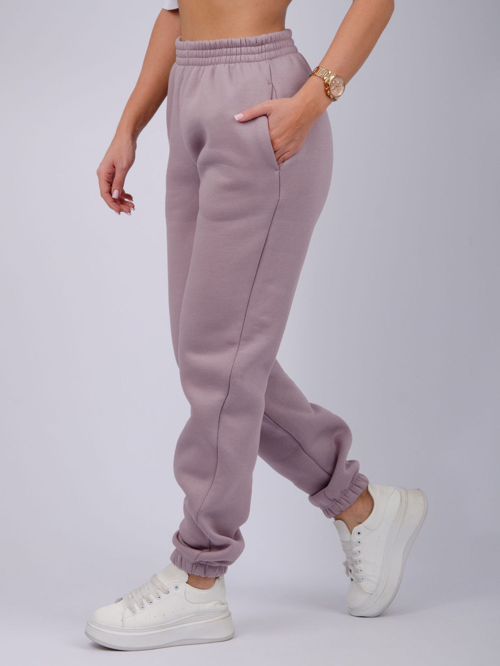 Джоггеры Мистерия 5, футер 3-х нитка начес - Малина фото 22
