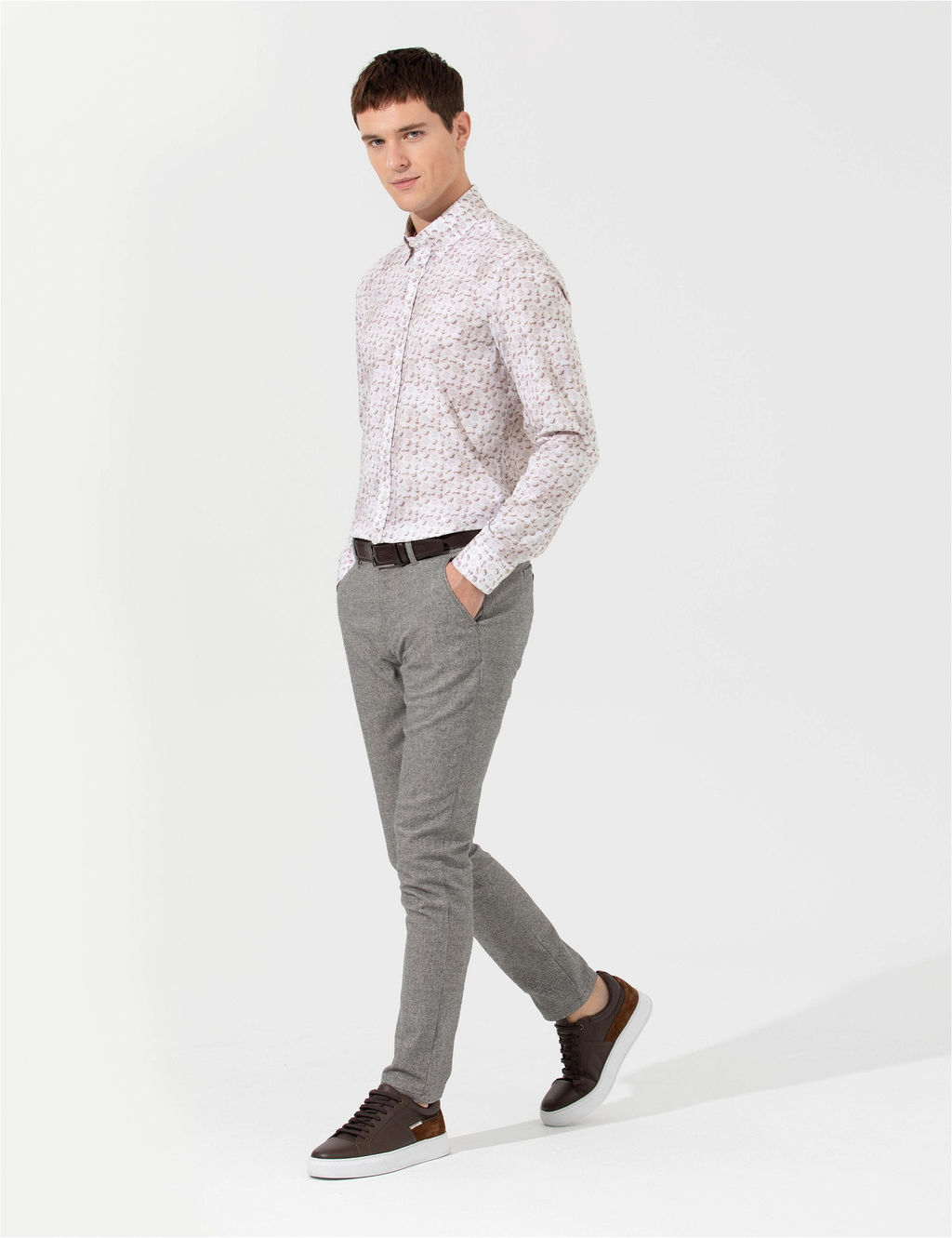 Gri Slim Fit Kanvas Pantolon - Pierre cardin фото 3