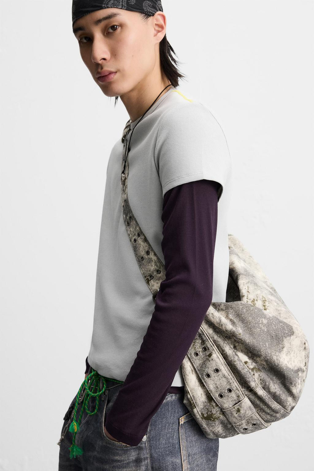 CHECK TEXTURED CROPPED FIT T-SHIRT - Zara фото 5