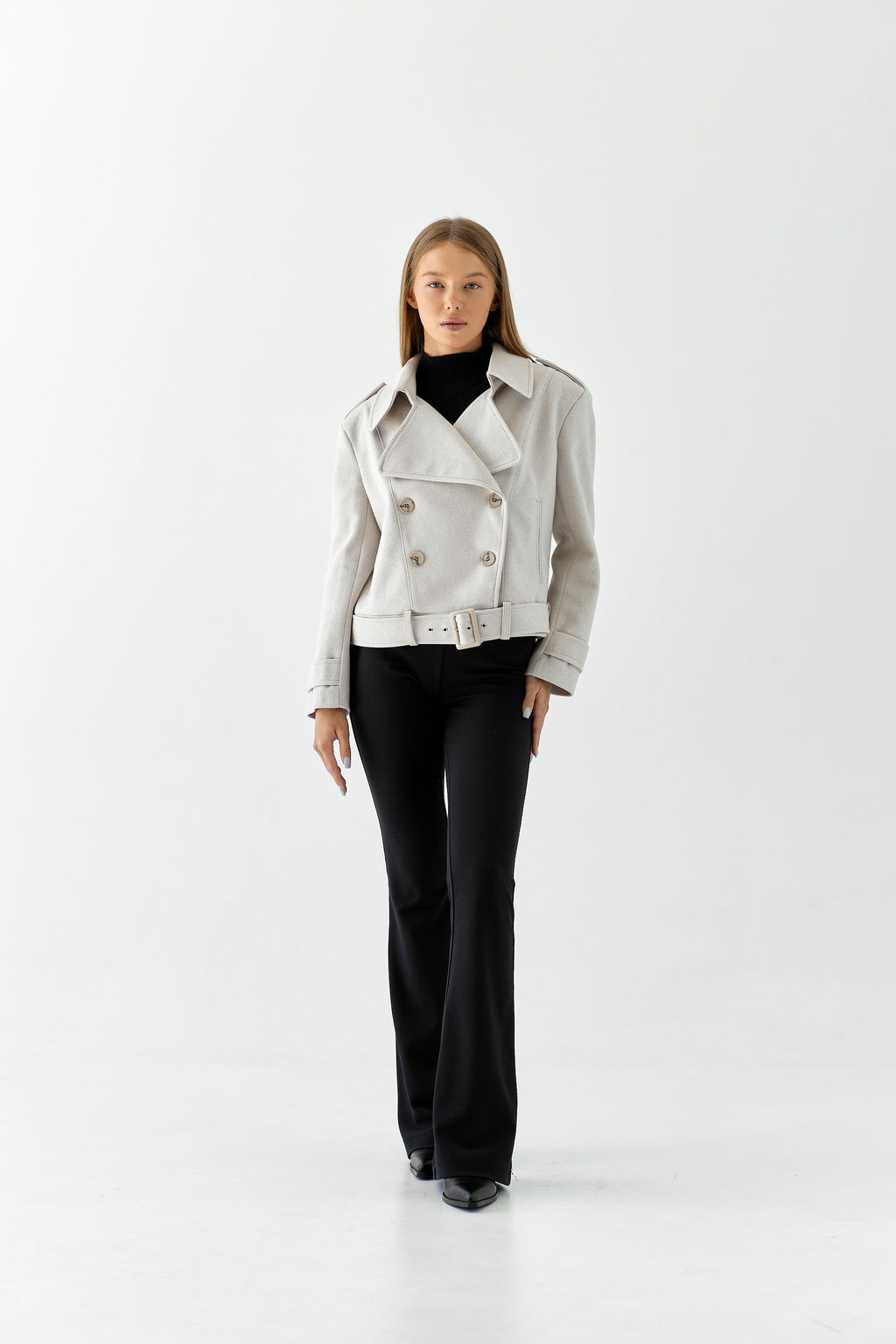 Полупальто женское демисезонное 25999 (пепельный/ёлочка) - Kankan фото 39