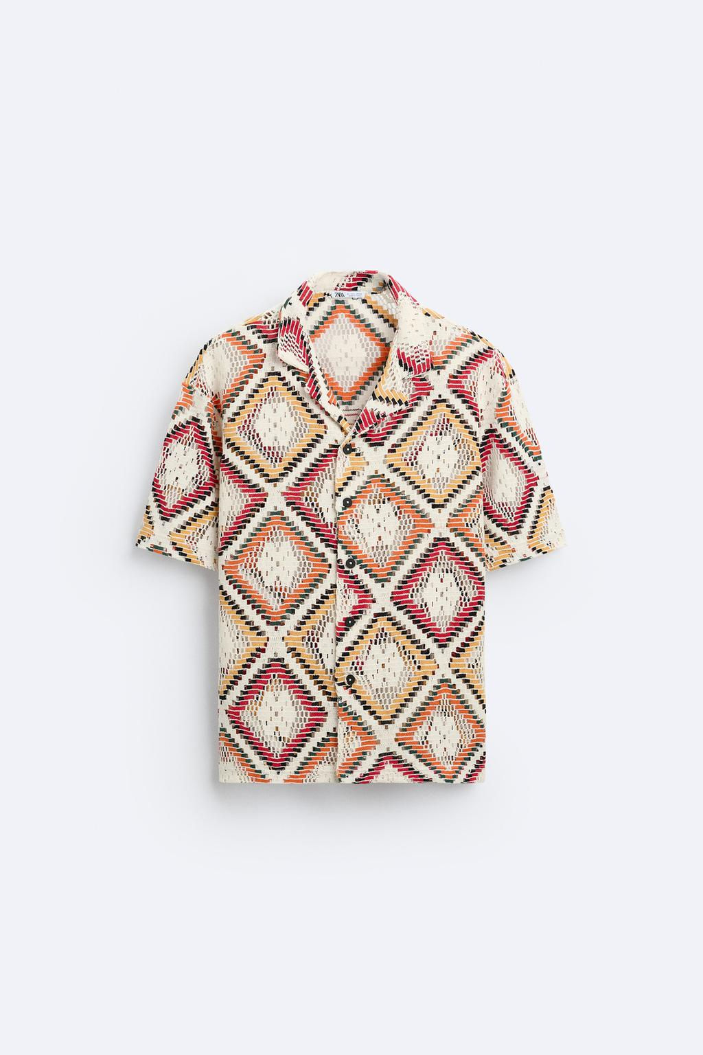 GEOMETRIC CROCHET SHIRT - Zara фото 6