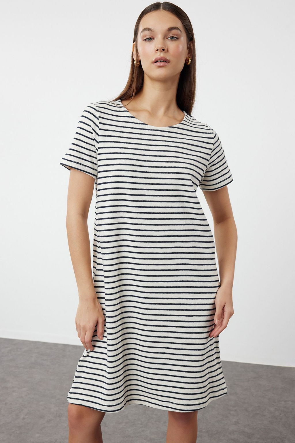 Ekru Mini Triko Cizgili Elbise TWOSS24EL01041 - Trendyolmilla фото 2