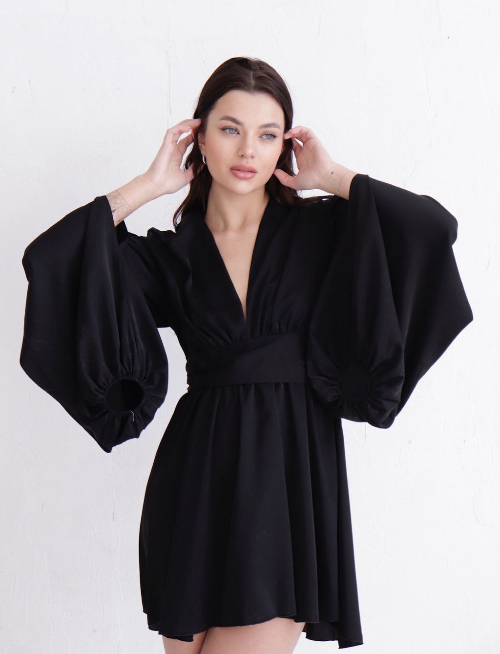 Платье чёрное с пышными рукавами - Martichelli фото 6