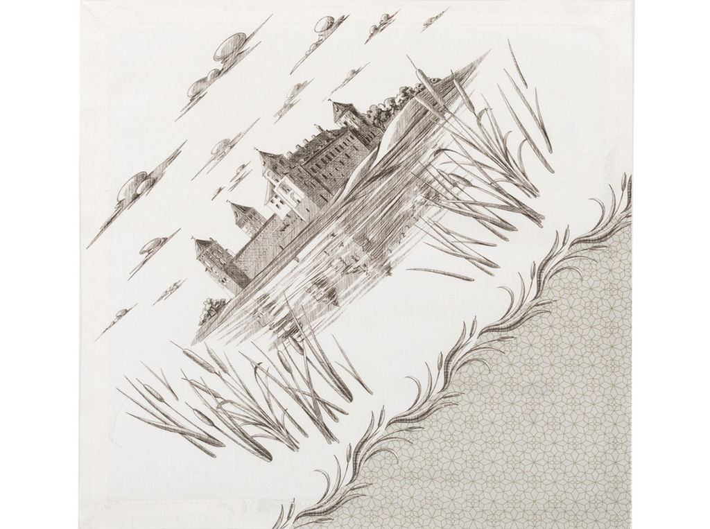 Комплект столовый 44721-БЧ 145*220 + 12 салф. 40*40 D1902 "Танец серых журавлей"