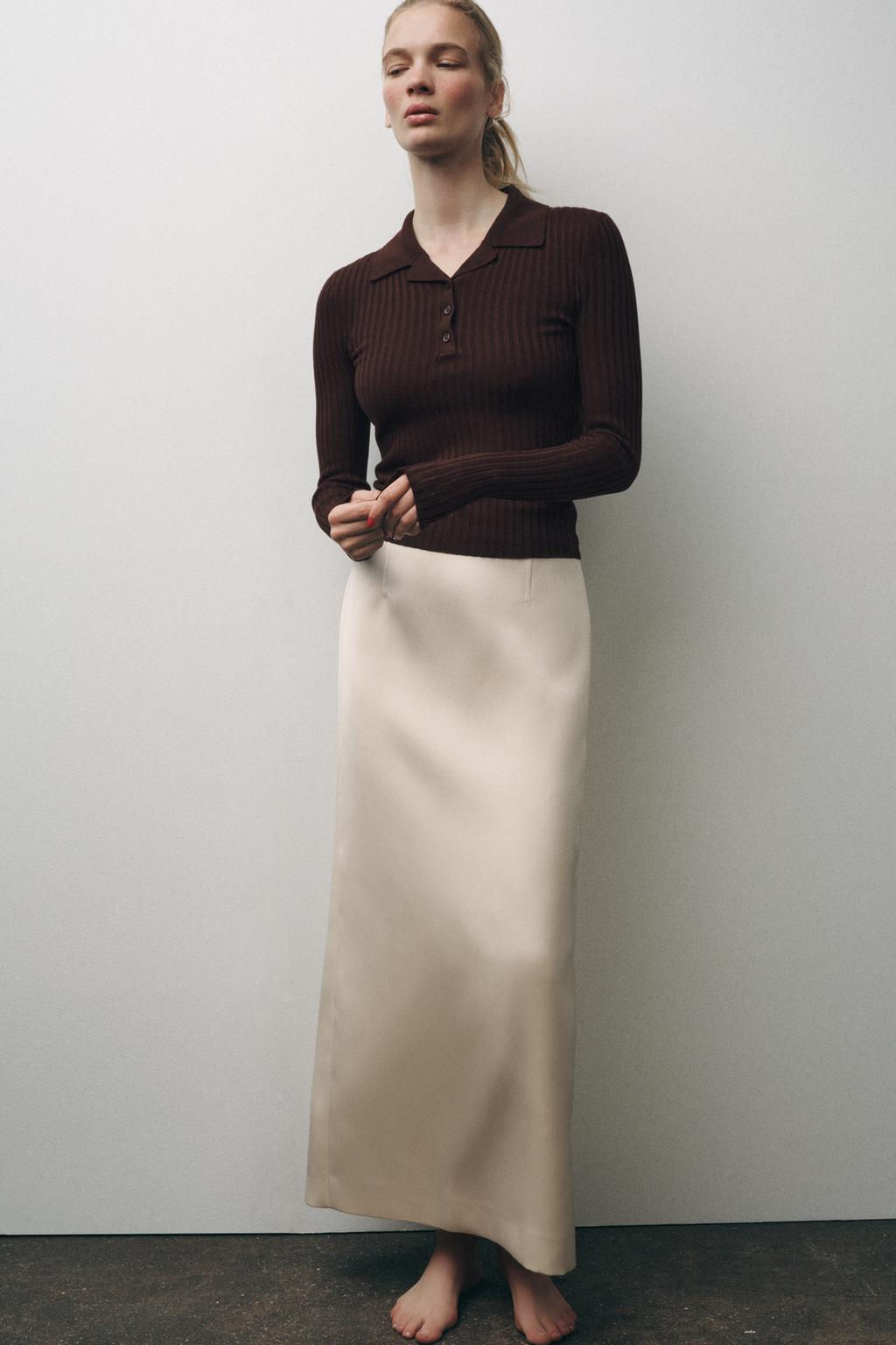 RIBBED KNIT POLO NECK JUMPER - Zara фото 12