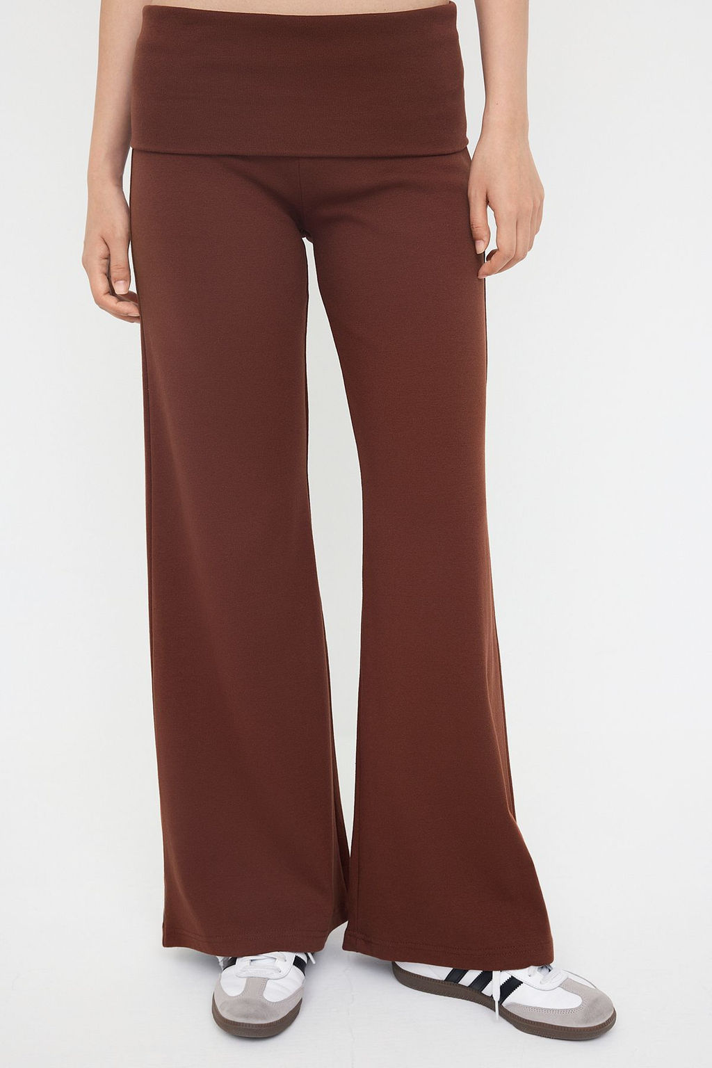 Teen Gri Melanj Beli Katlamal? Wideleg/Genis Paca Pantolon TWOAW26PL00019 - Trendyolmilla фото 3